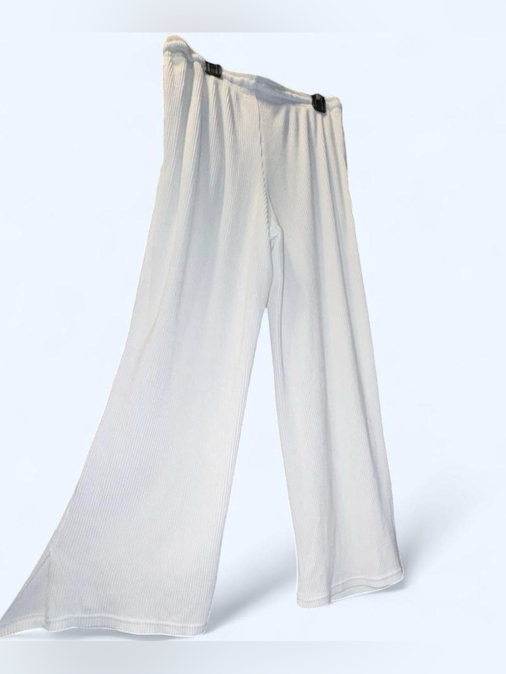 Arizona Jean Company White Wide-Leg Ribbed Lounge Pants